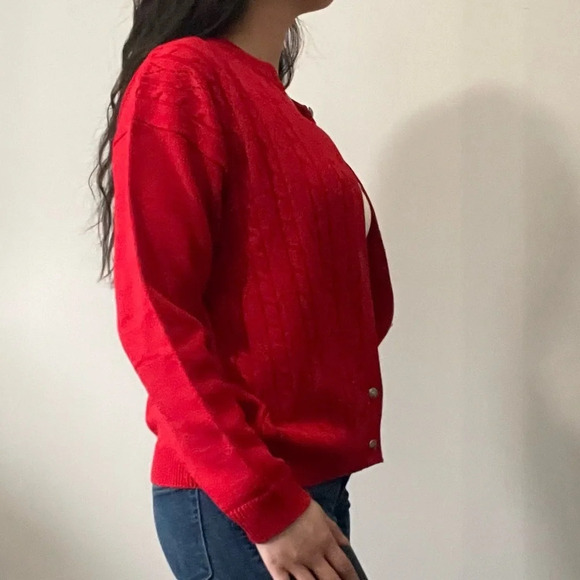 🌹 Vintage Sears  By Tradition Button-Up Red Cardigan - Women’s Size 38 🌟 - Picture 4 of 11